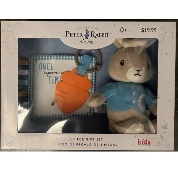 Peter Rabbit Beatrix Potter 3-pc Gift Set Plush Toy Teether & Book Set Bundle - Picture 2 of 8
